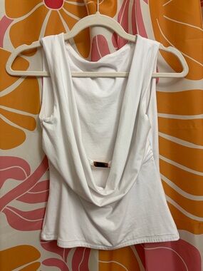 Abercrombie & Fitch White Draped Back Tank with Bar Accent